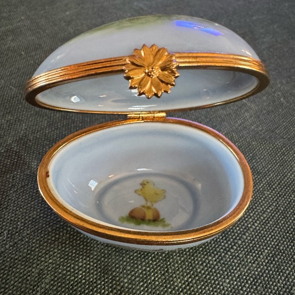 Limoges Decorative Blue and Gold Easter Egg Trinket Box - Picture 6 of 8